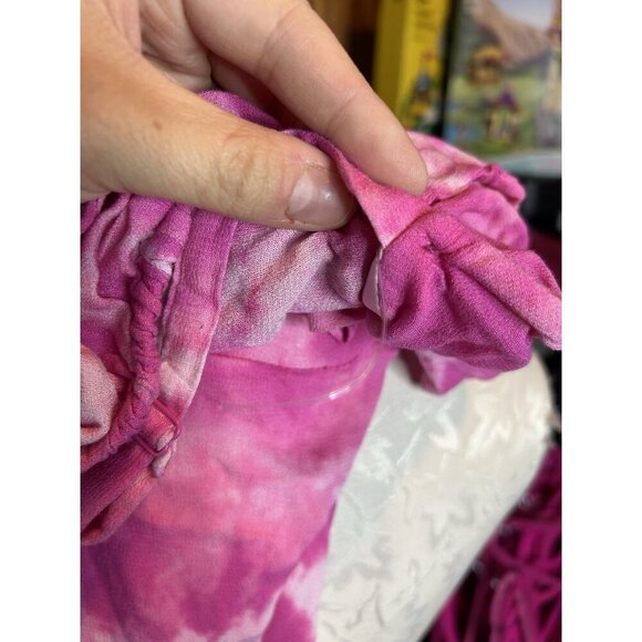 TORRID Pink Tie Dye Cold Shoulder Dress‎ Handkerchief Skater Dress Sz 0 (L) NWOT - Picture 10 of 12